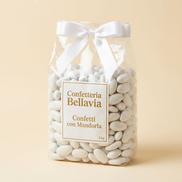Bellavia Confetti bianchi con mandorla pelata - 2 kg Bellavia Confetti bianchi con mandorla pelata - 2 kg