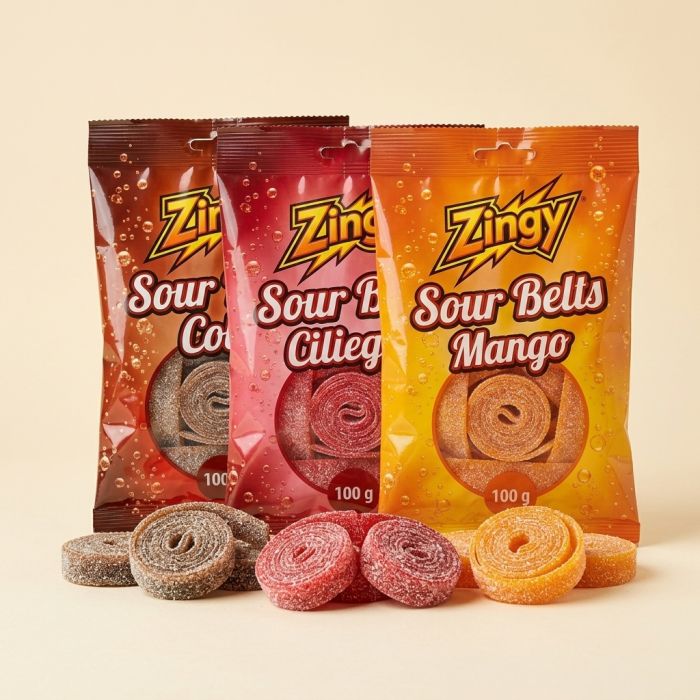 Zingy Sour Belts - Cinture gommose acidule 100 g Zingy Sour Belts - Cinture gommose acidule 100 g