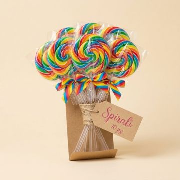 Spiralì Lecca lecca a spirale arcobaleno - Confezione da 10