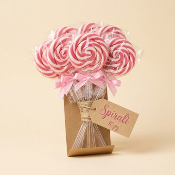 Spiralì Lecca lecca a spirale bianco e rosa - Confezione da 10