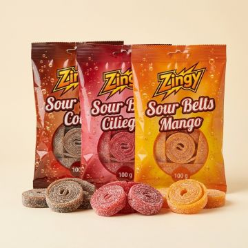 Zingy Sour Belts - Cinture gommose acidule 100 g
